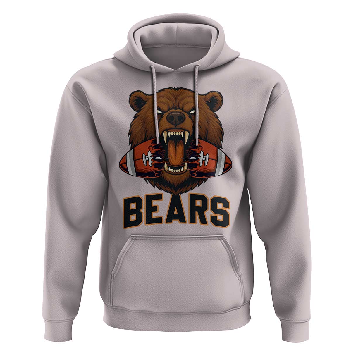 Football Player Gift Hoodie Fierce Bear Biting Ball - Wonder Print Shop