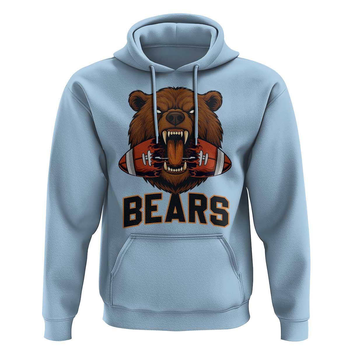 Football Player Gift Hoodie Fierce Bear Biting Ball - Wonder Print Shop