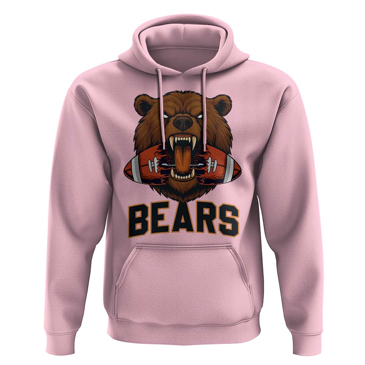 Football Player Gift Hoodie Fierce Bear Biting Ball - Wonder Print Shop