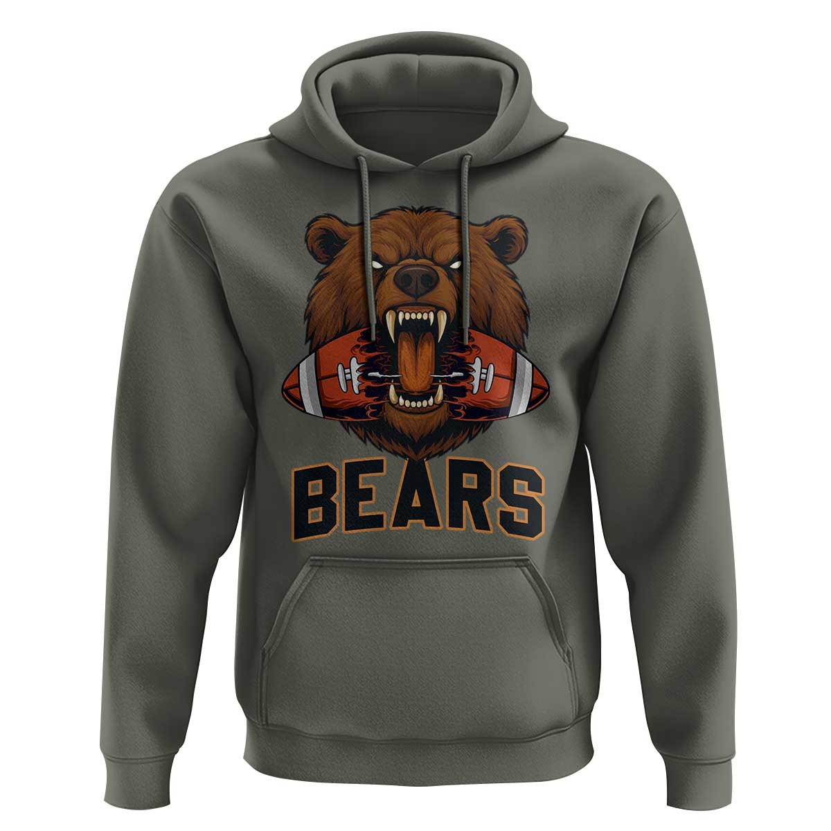 Football Player Gift Hoodie Fierce Bear Biting Ball - Wonder Print Shop