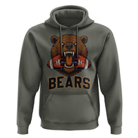 Football Player Gift Hoodie Fierce Bear Biting Ball - Wonder Print Shop