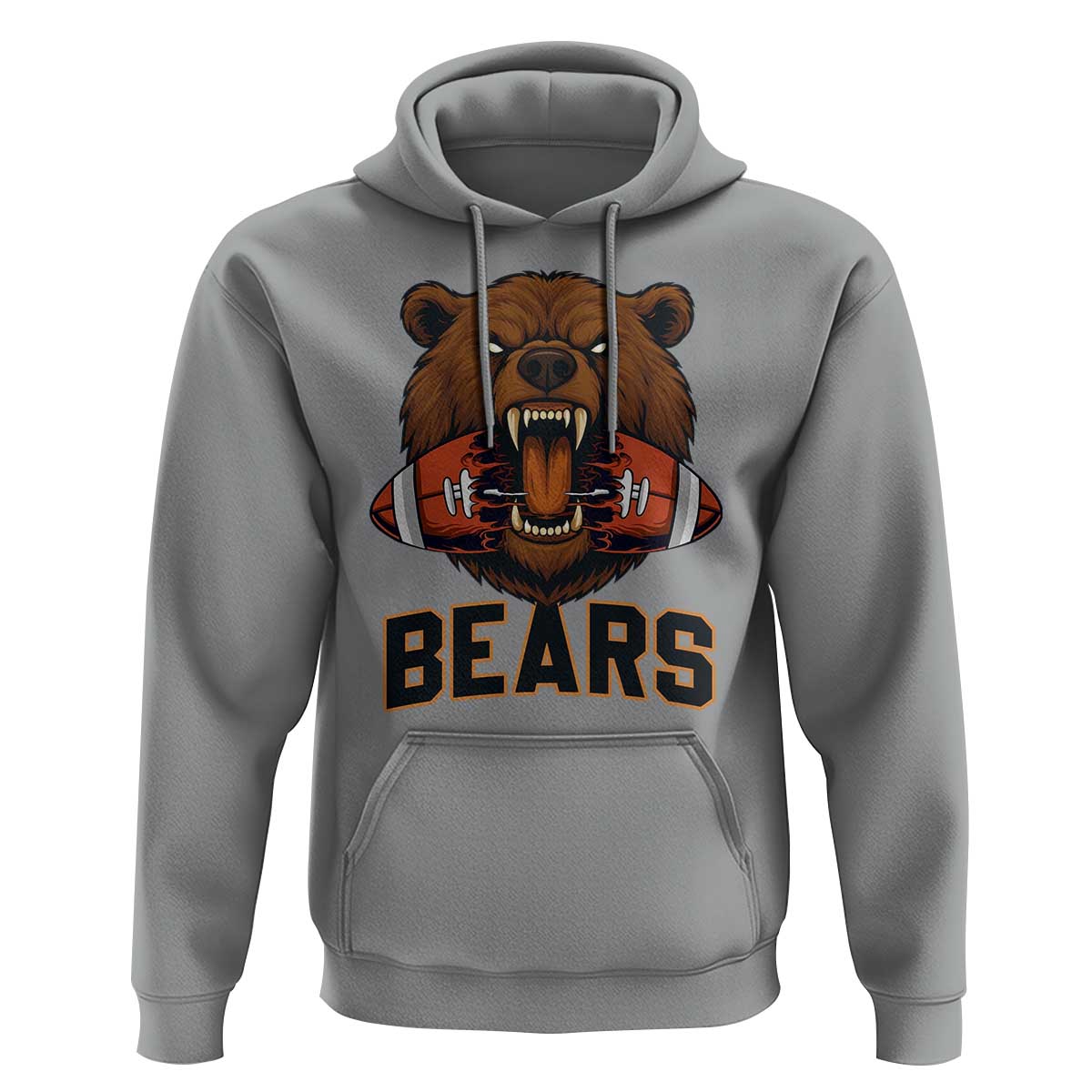 Football Player Gift Hoodie Fierce Bear Biting Ball - Wonder Print Shop