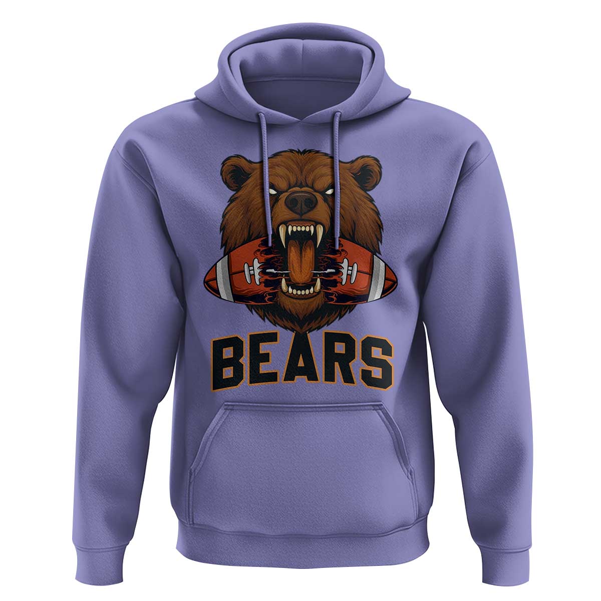 Football Player Gift Hoodie Fierce Bear Biting Ball - Wonder Print Shop