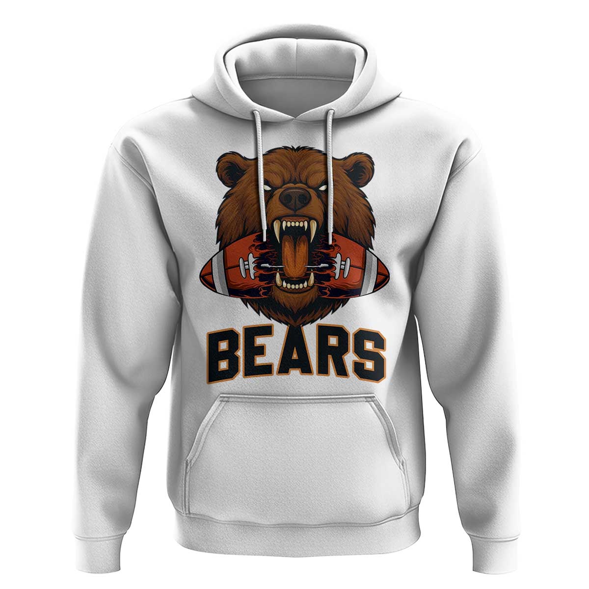 Football Player Gift Hoodie Fierce Bear Biting Ball - Wonder Print Shop