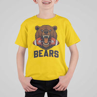 Football Player Gift T Shirt For Kid Fierce Bear Biting Ball - Wonder Print Shop