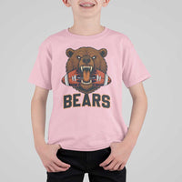 Football Player Gift T Shirt For Kid Fierce Bear Biting Ball - Wonder Print Shop