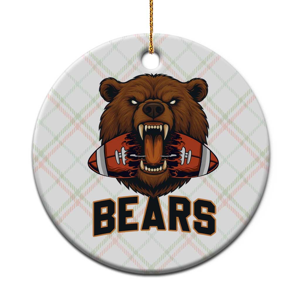 Football Player Gift Ceramic Ornament Fierce Bear Biting Ball - Wonder Print Shop
