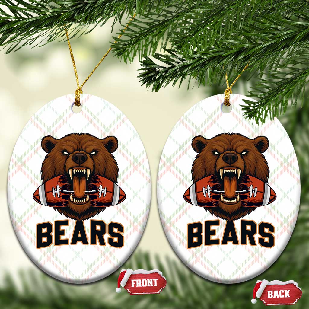 Football Player Gift Ceramic Ornament Fierce Bear Biting Ball - Wonder Print Shop