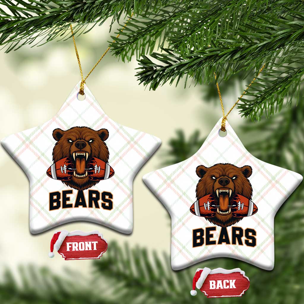 Football Player Gift Ceramic Ornament Fierce Bear Biting Ball - Wonder Print Shop
