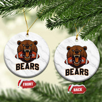Football Player Gift Ceramic Ornament Fierce Bear Biting Ball - Wonder Print Shop