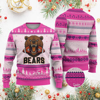 Football Player Gift Ugly Christmas Sweater Fierce Bear Biting Ball - Wonder Print Shop