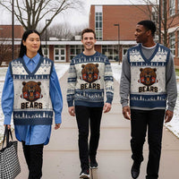 Football Player Gift V-Neck Knit Sweater Vest Fierce Bear Biting Ball - Wonder Print Shop