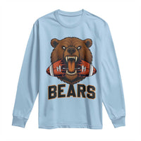 Football Player Gift Long Sleeve Shirt Fierce Bear Biting Ball - Wonder Print Shop