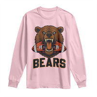 Football Player Gift Long Sleeve Shirt Fierce Bear Biting Ball - Wonder Print Shop