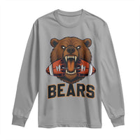 Football Player Gift Long Sleeve Shirt Fierce Bear Biting Ball - Wonder Print Shop