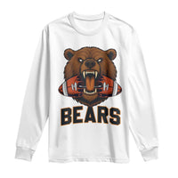 Football Player Gift Long Sleeve Shirt Fierce Bear Biting Ball - Wonder Print Shop