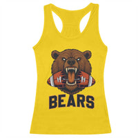 Football Player Gift Racerback Tank Top Fierce Bear Biting Ball - Wonder Print Shop