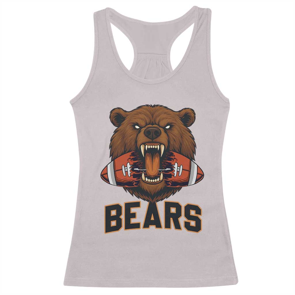 Football Player Gift Racerback Tank Top Fierce Bear Biting Ball - Wonder Print Shop