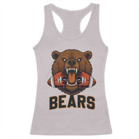 Football Player Gift Racerback Tank Top Fierce Bear Biting Ball - Wonder Print Shop
