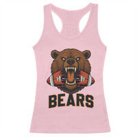 Football Player Gift Racerback Tank Top Fierce Bear Biting Ball - Wonder Print Shop