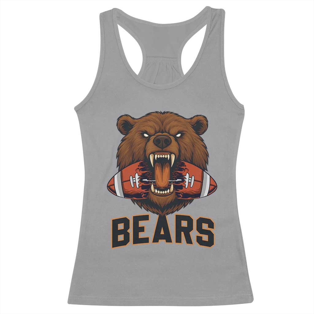 Football Player Gift Racerback Tank Top Fierce Bear Biting Ball - Wonder Print Shop