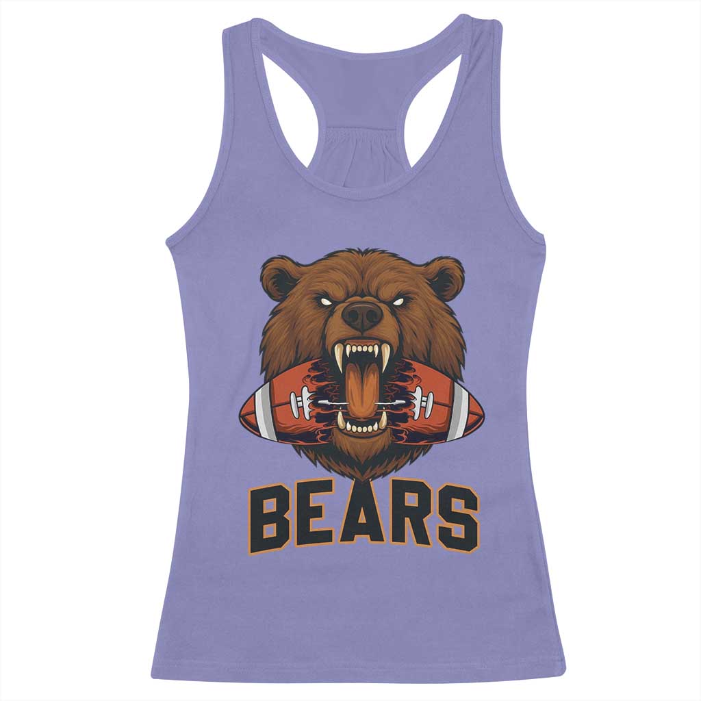 Football Player Gift Racerback Tank Top Fierce Bear Biting Ball - Wonder Print Shop