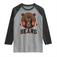 Football Player Gift Raglan Shirt Fierce Bear Biting Ball - Wonder Print Shop