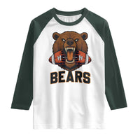 Football Player Gift Raglan Shirt Fierce Bear Biting Ball - Wonder Print Shop