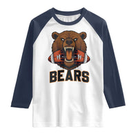 Football Player Gift Raglan Shirt Fierce Bear Biting Ball - Wonder Print Shop