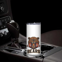 Football Player Gift Skinny Tumbler Fierce Bear Biting Ball - Wonder Print Shop