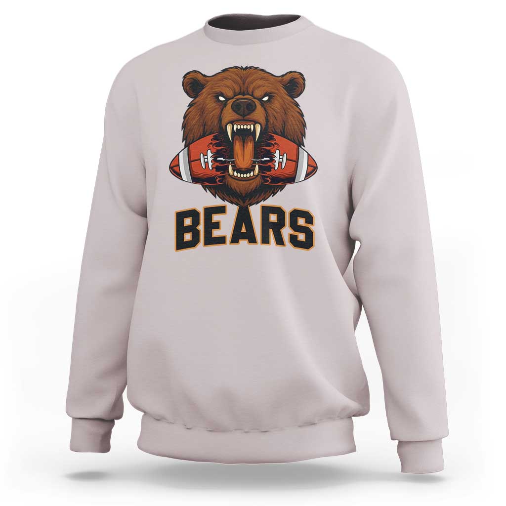 Football Player Gift Sweatshirt Fierce Bear Biting Ball - Wonder Print Shop