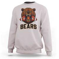 Football Player Gift Sweatshirt Fierce Bear Biting Ball - Wonder Print Shop