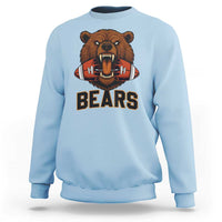 Football Player Gift Sweatshirt Fierce Bear Biting Ball - Wonder Print Shop