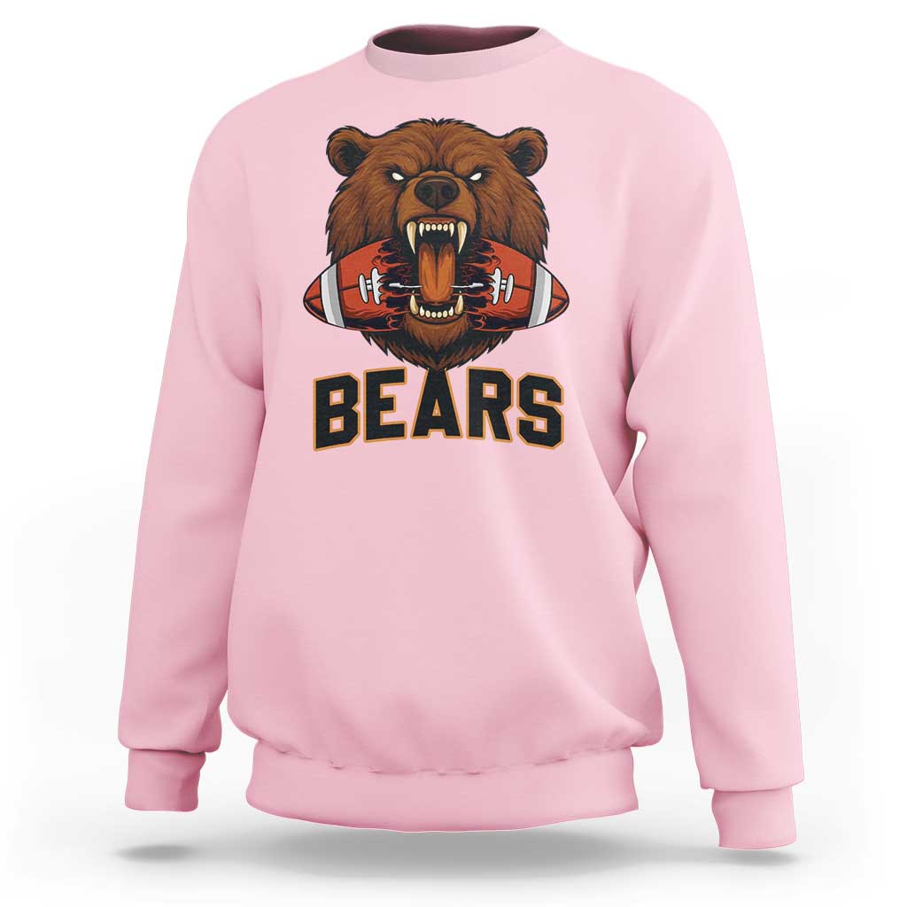 Football Player Gift Sweatshirt Fierce Bear Biting Ball - Wonder Print Shop