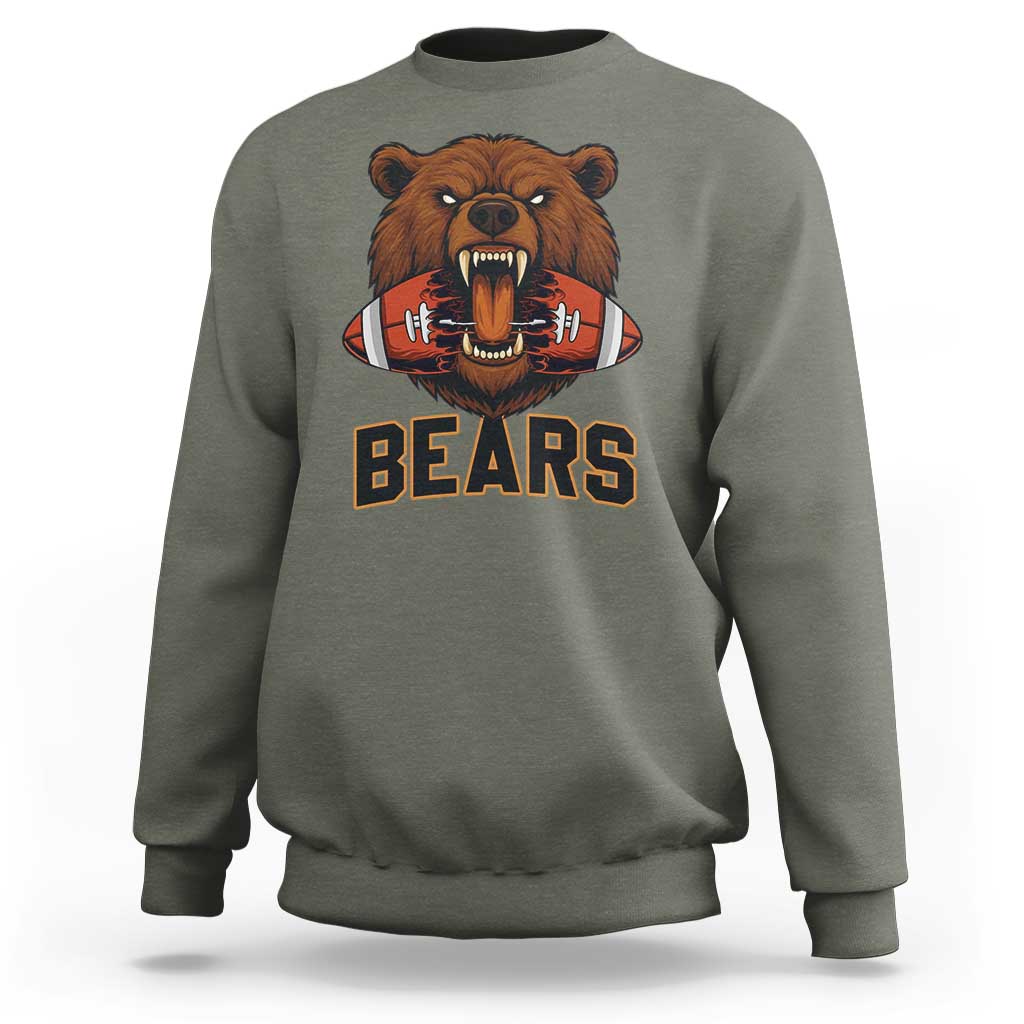Football Player Gift Sweatshirt Fierce Bear Biting Ball - Wonder Print Shop