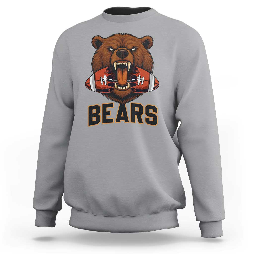 Football Player Gift Sweatshirt Fierce Bear Biting Ball - Wonder Print Shop