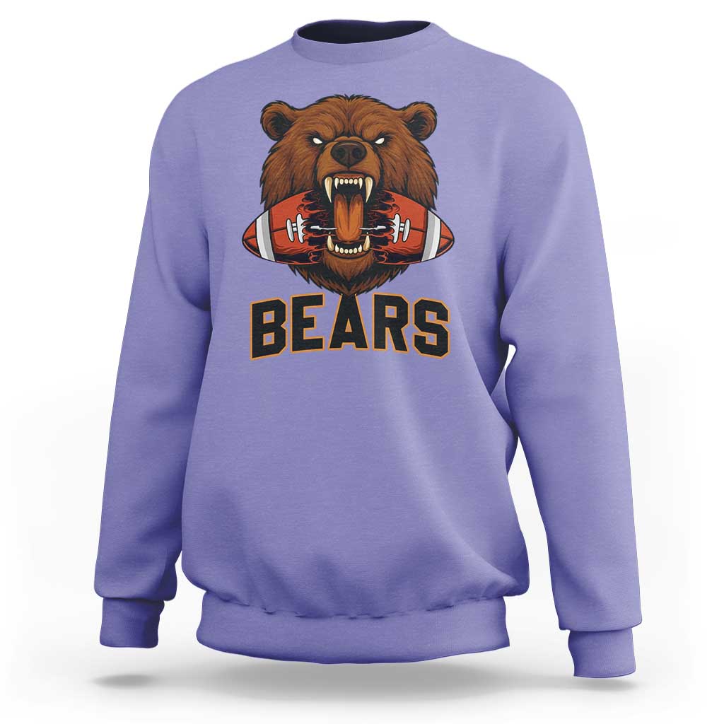 Football Player Gift Sweatshirt Fierce Bear Biting Ball - Wonder Print Shop