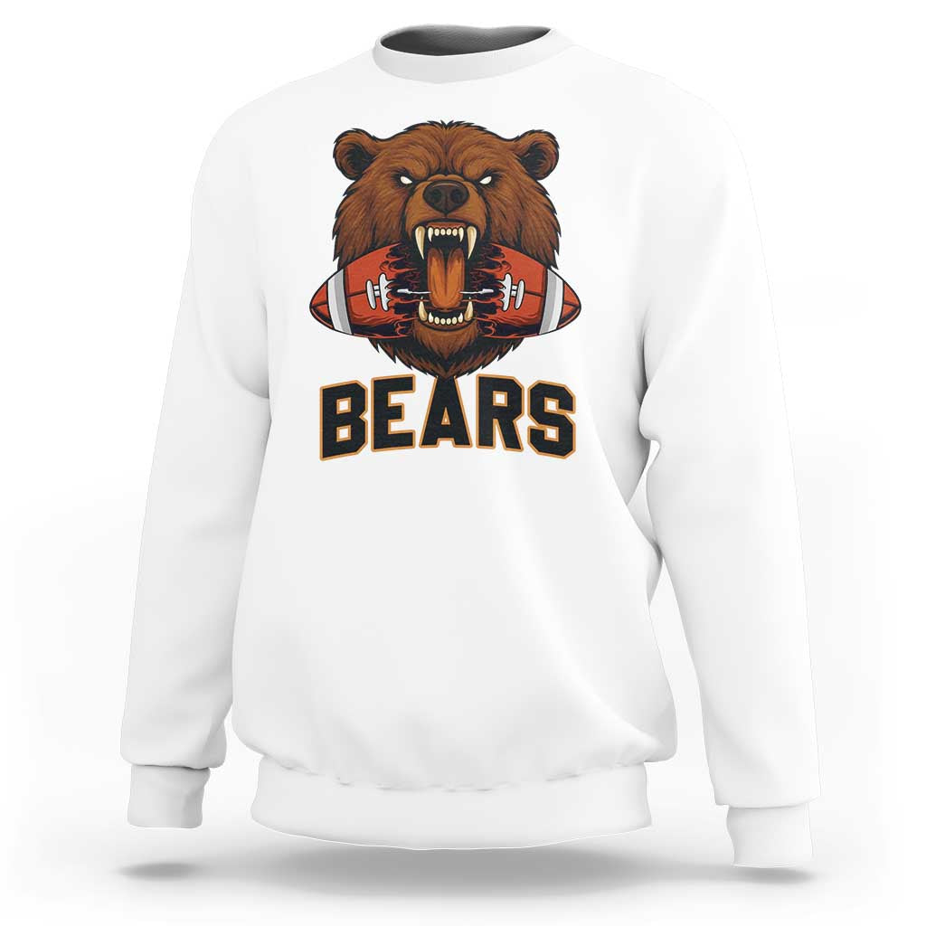 Football Player Gift Sweatshirt Fierce Bear Biting Ball - Wonder Print Shop