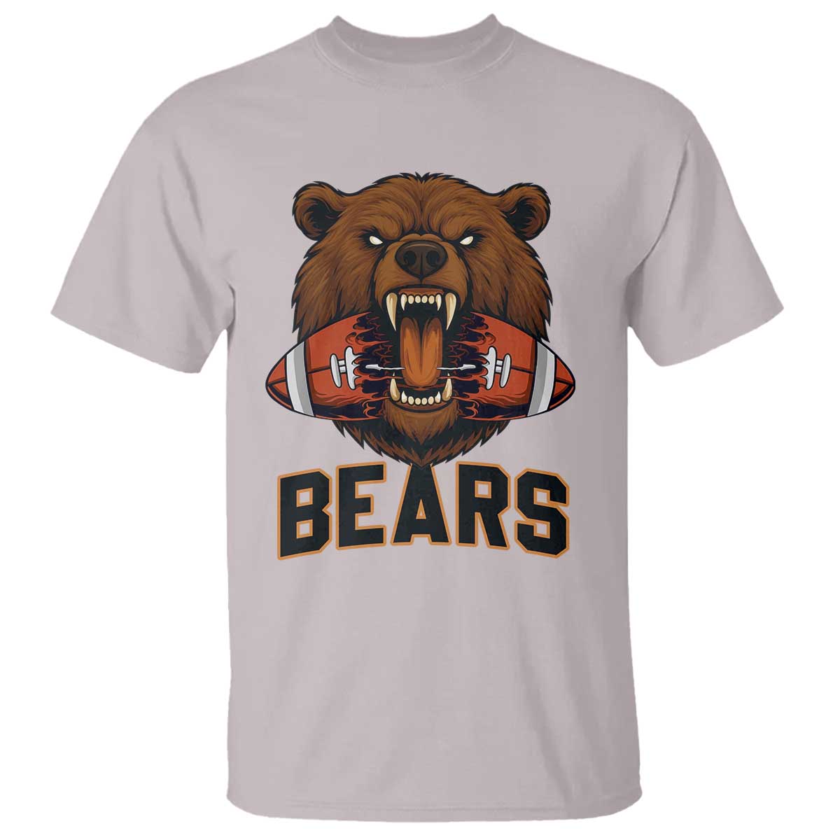 Football Player Gift T Shirt Fierce Bear Biting Ball - Wonder Print Shop