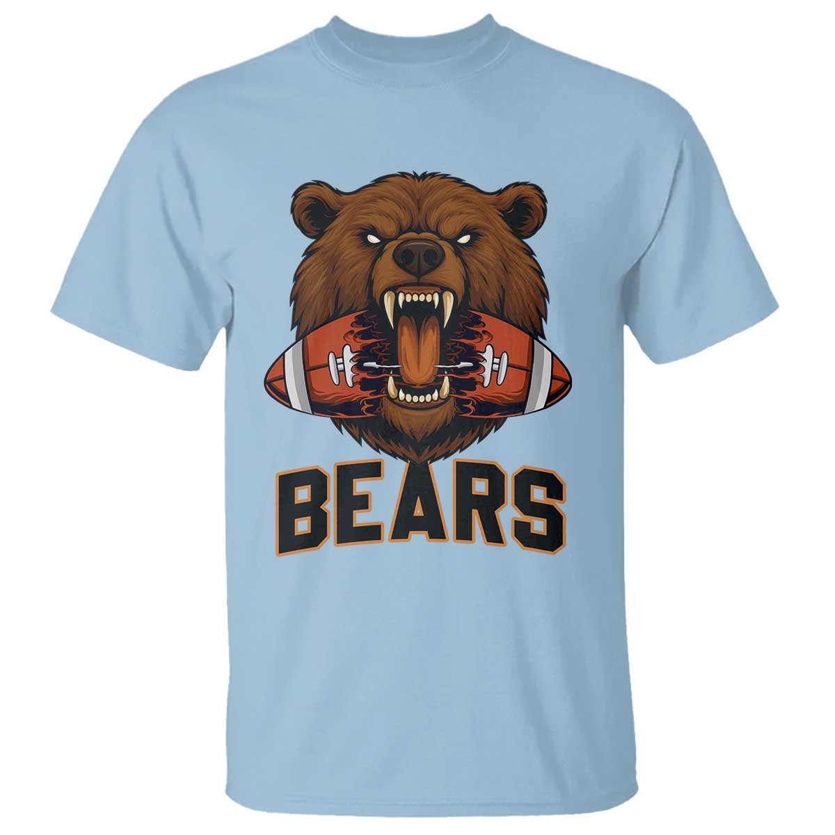 Football Player Gift T Shirt Fierce Bear Biting Ball - Wonder Print Shop