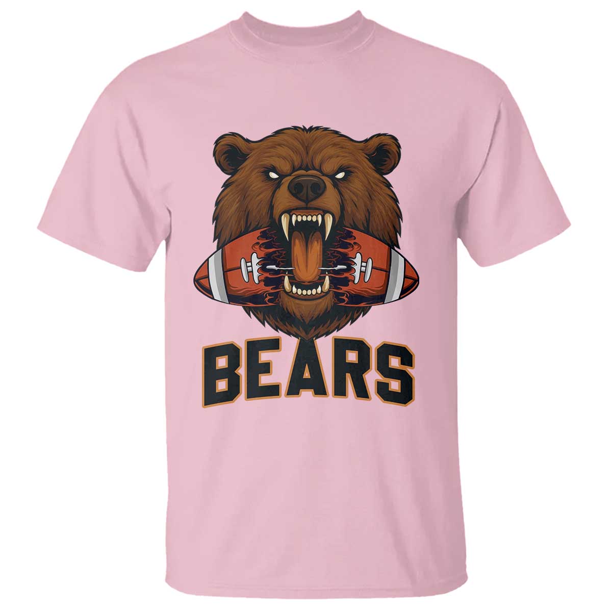 Football Player Gift T Shirt Fierce Bear Biting Ball - Wonder Print Shop