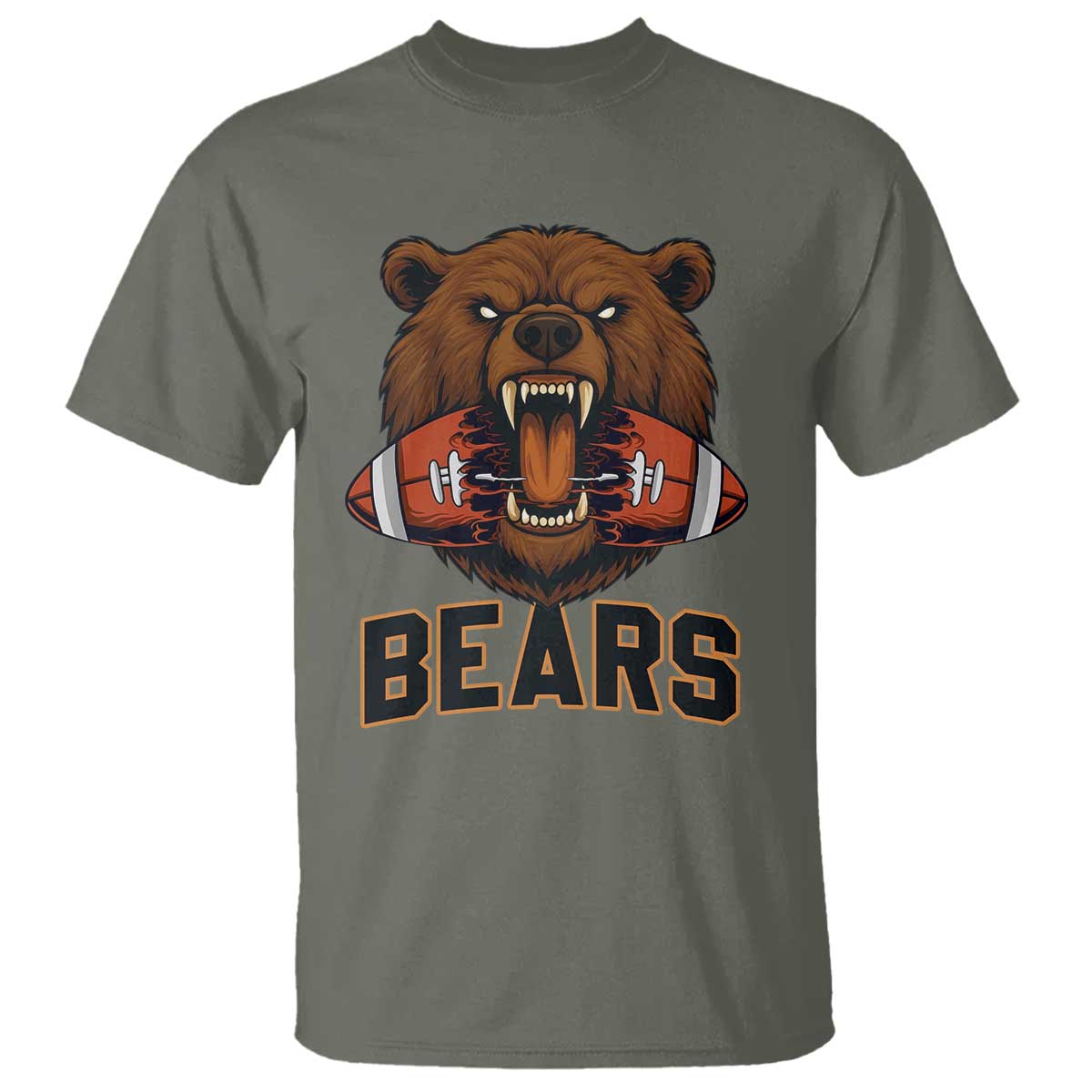 Football Player Gift T Shirt Fierce Bear Biting Ball - Wonder Print Shop
