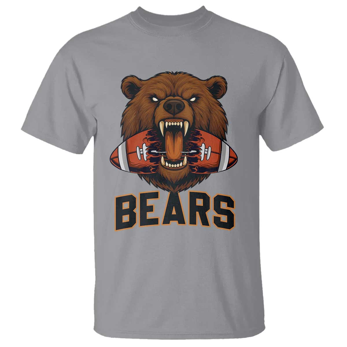 Football Player Gift T Shirt Fierce Bear Biting Ball - Wonder Print Shop