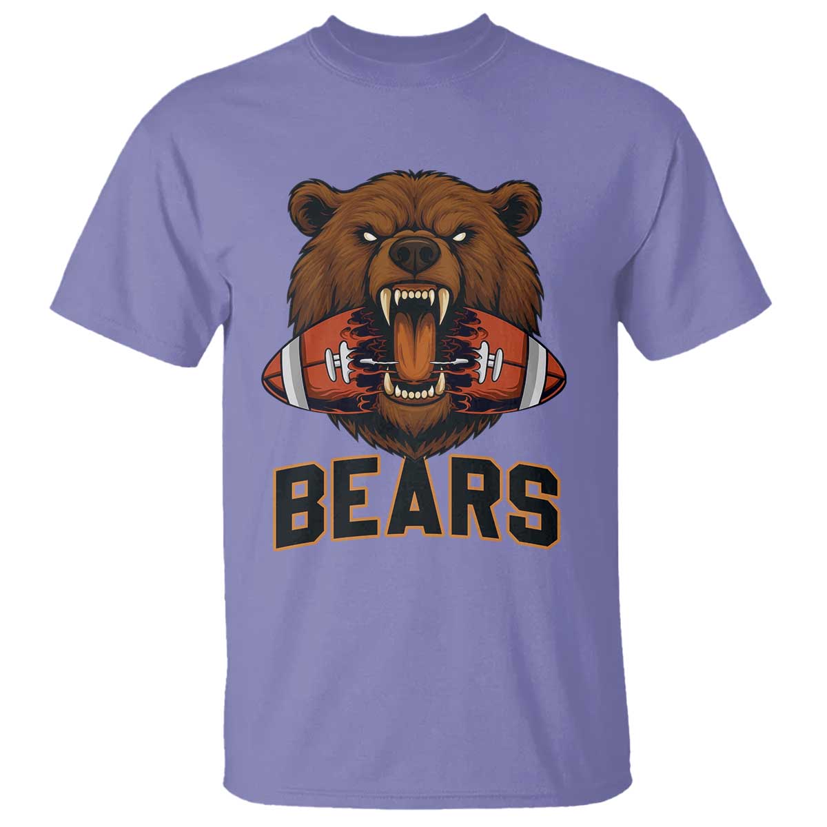 Football Player Gift T Shirt Fierce Bear Biting Ball - Wonder Print Shop