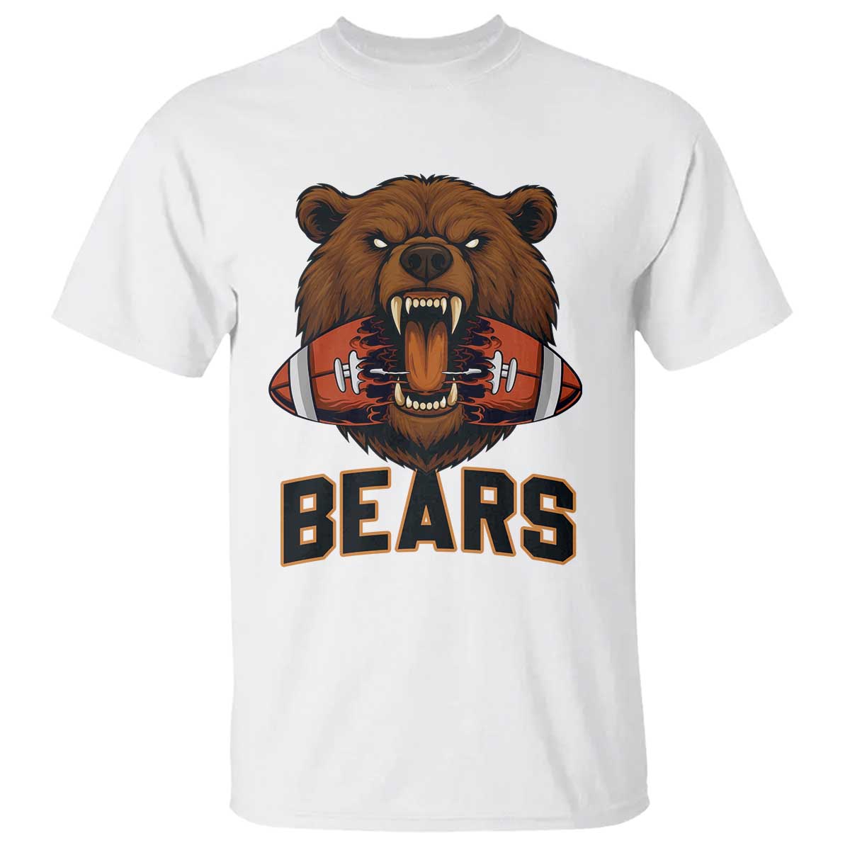 Football Player Gift T Shirt Fierce Bear Biting Ball - Wonder Print Shop
