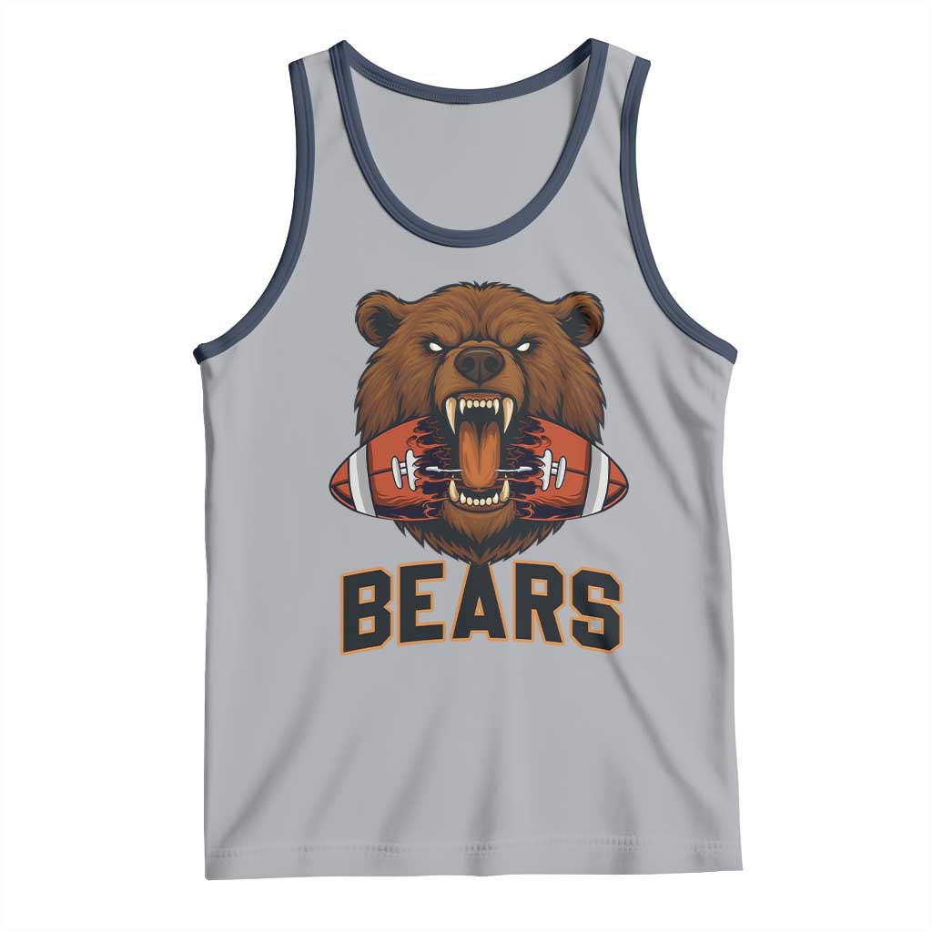 Football Player Gift Tank Top Fierce Bear Biting Ball - Wonder Print Shop