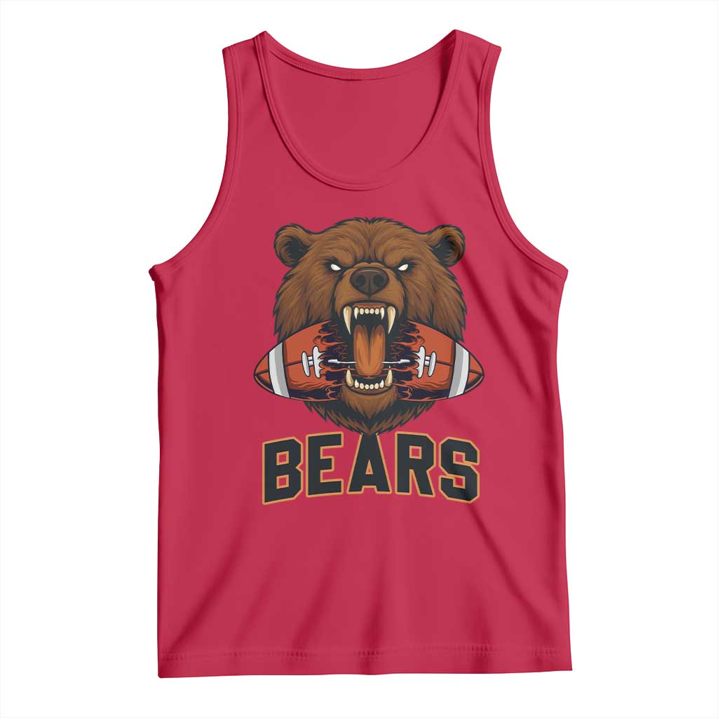 Football Player Gift Tank Top Fierce Bear Biting Ball - Wonder Print Shop