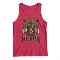 Football Player Gift Tank Top Fierce Bear Biting Ball - Wonder Print Shop