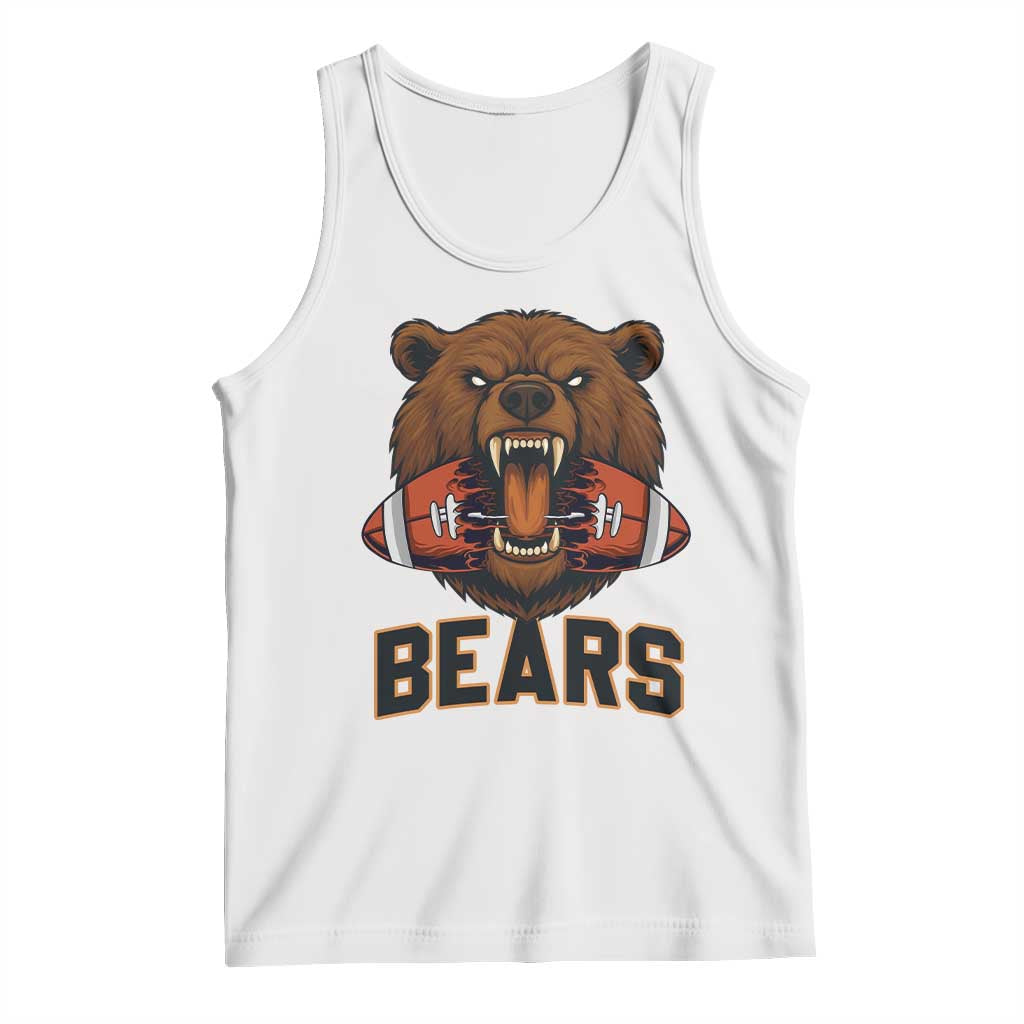 Football Player Gift Tank Top Fierce Bear Biting Ball - Wonder Print Shop