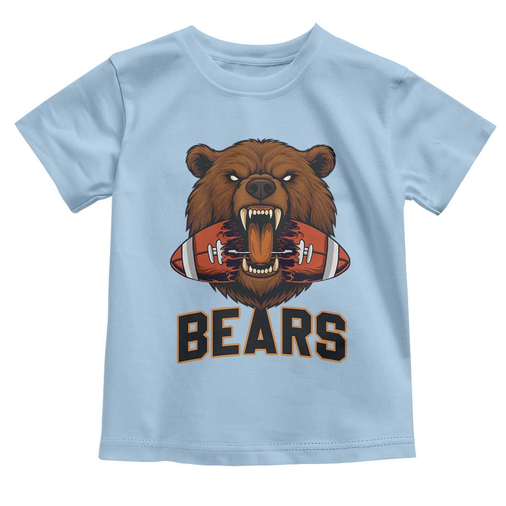 Football Player Gift Toddler T Shirt Fierce Bear Biting Ball - Wonder Print Shop